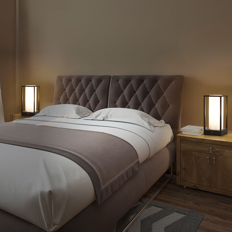Table Lamp with Phone Charger, Bedside Lamp, Ambient Night Light Desk Light