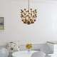 preview thumbnail 7 of 9, Camellia 5-Light Gilded Gold Pendant with Metal Flower Shade, Adjustable Height, Ceiling Chandelier Dining Room Fixture