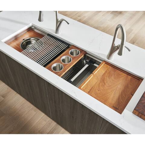 Ruvati 57-inch Workstation Ledge Kitchen Sink Undermount 16 Gauge Stainless Steel - RVH8555