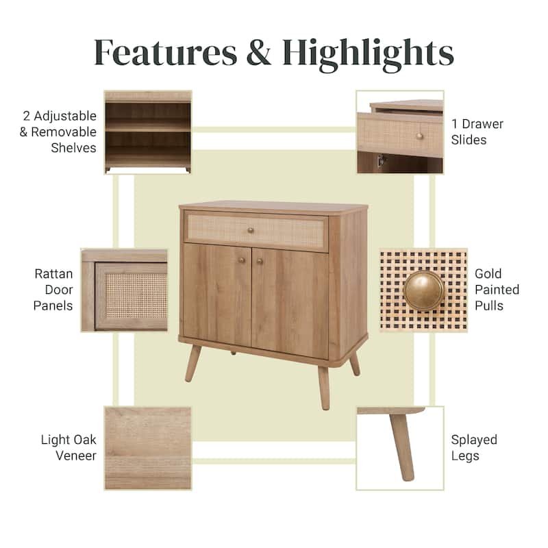 NPD Furniture Thelma KD Rattan Small Cabinet 1 Drawer 2 Doors