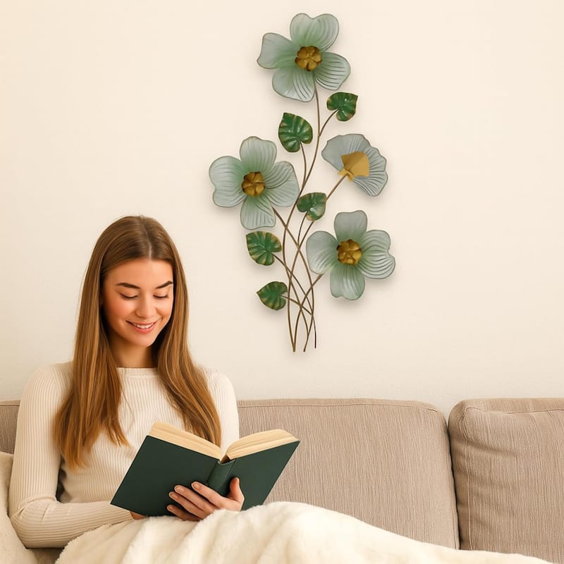 Aria Home 3D Daffodil Wall Art Vertical Floral Metal Sculpture Decor