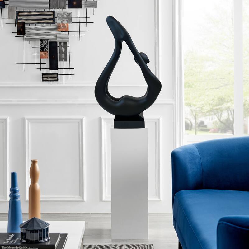Yoga Doll 59" Tall Handmade Resin Sculpture with Base - N/A