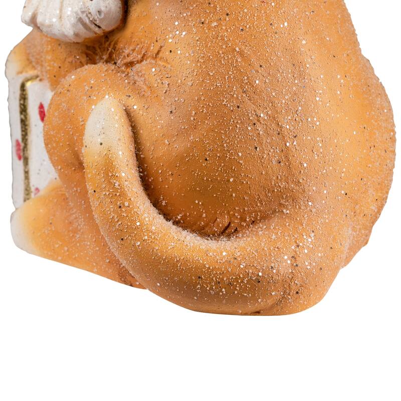 Glittery Dog with Gift Wearing Scarf and Hat Christmas Decoration - 15"