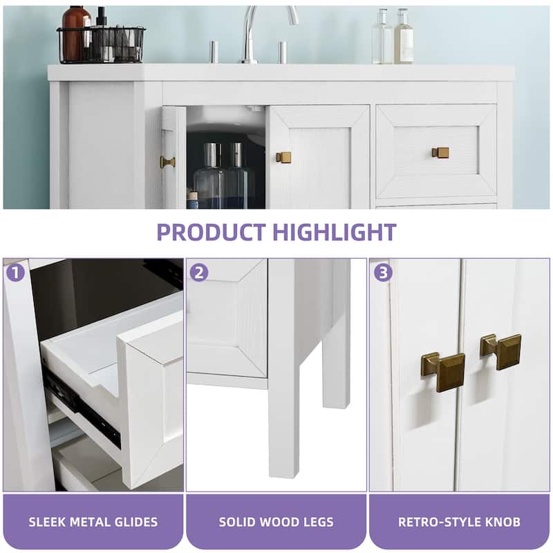 Moasis 36"/42" Bathroom Vanity with Sink Set and 2 Soft-Closing Doors & 3 Drawers