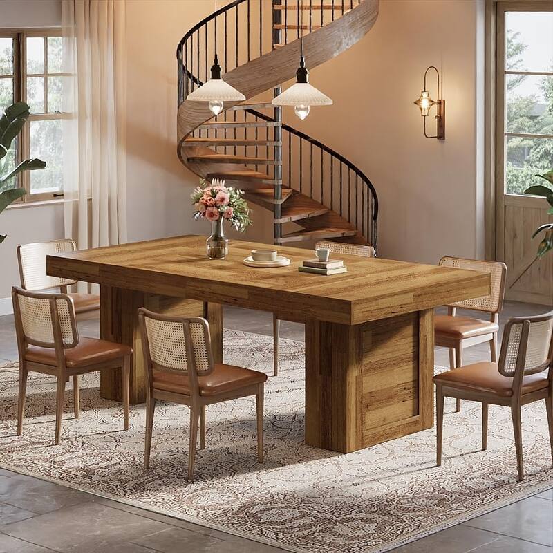 63'' Large Kitchen Table, Rectangle Dining Table for Dining Room, Family Meals, Banquets & Dinner Parties