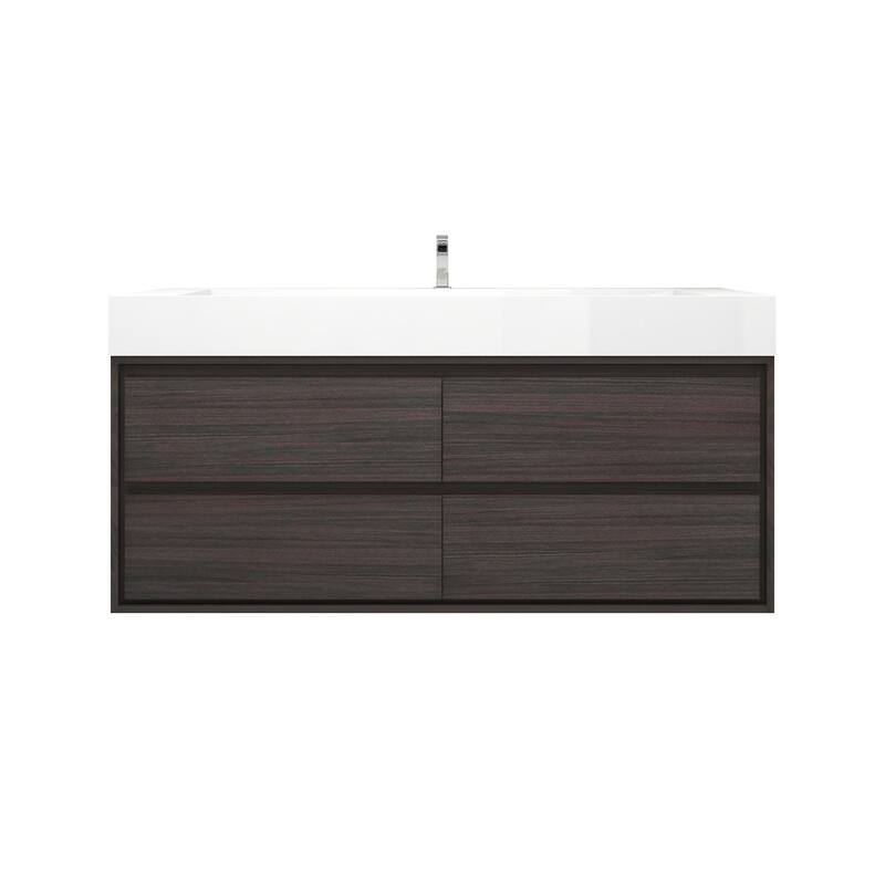 Victoria 60" Wall Mounted Modern Vanity with Single Acrylic Sink