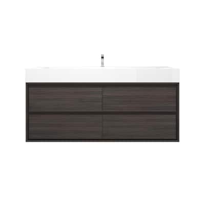 Victoria 60" Wall Mounted Modern Vanity with Single Acrylic Sink