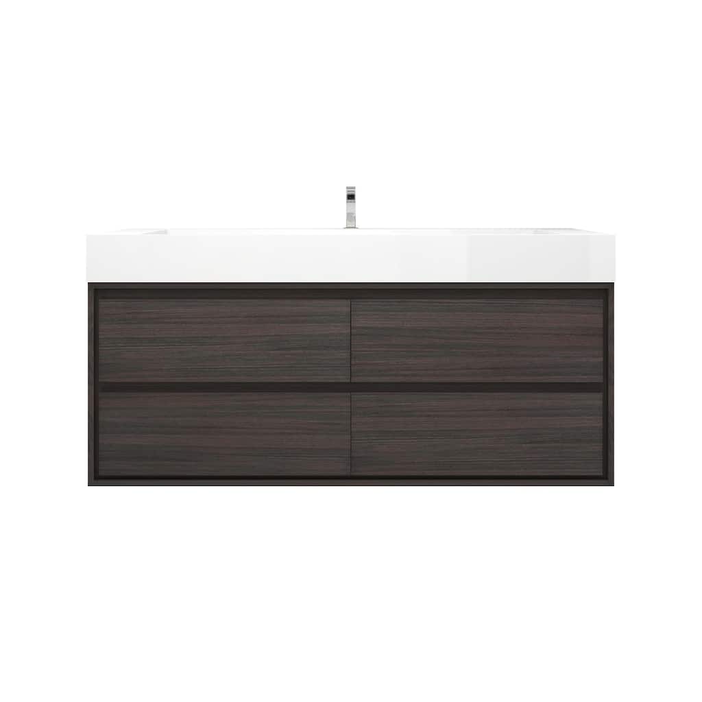 Victoria 60" Wall Mounted Modern Vanity with Single Acrylic Sink