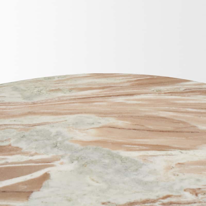 Allyson Round Brown Pedestal w/ Pink Marble Top Coffee Table