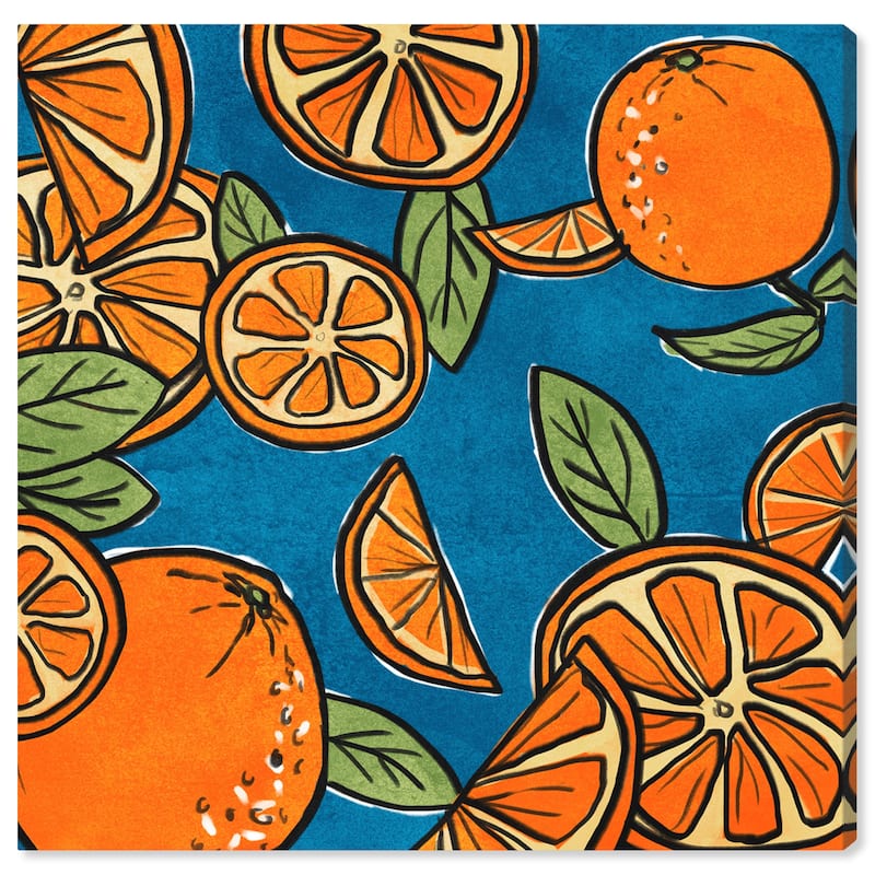 Wynwood Studio 'Fresh Squeezed' Food and Cuisine Wall Art Canvas Print Fruits - Orange, Blue
