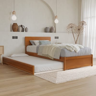 Wesley Platform Bed with Panel Footboard and Twin XL Trundle