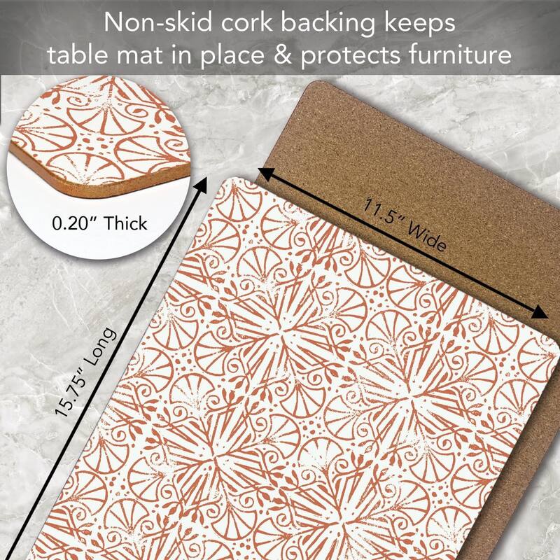 Mohave Light Decorative Hardboard Placemats with Protective Cork Backing 4 Pack Heat Tolerant and Easily Wipes Clean