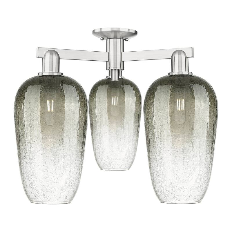 Innovations Lighting 716-3F-17-25 Brookhaven Flute Semi-Flush - Brushed Satin Nickel / Slate