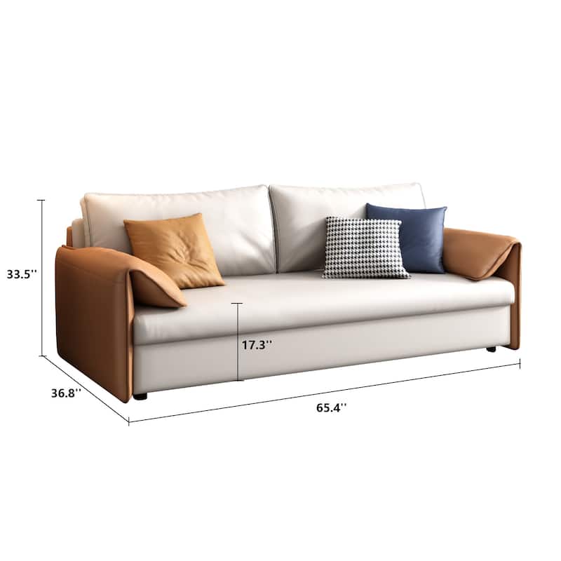 JASIWAY 65.4'' Vegan Leather Sofa Bed Sleeper Sofa