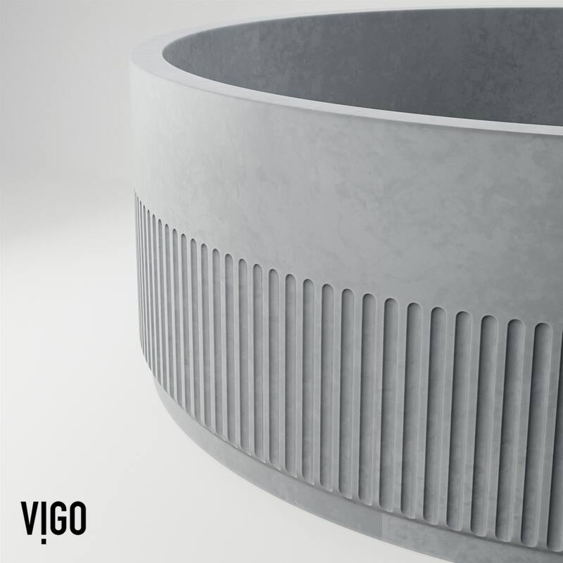 Vigo VG04072 Cypress 16" L x 16" W x 5" H Circular Concrete Vessel