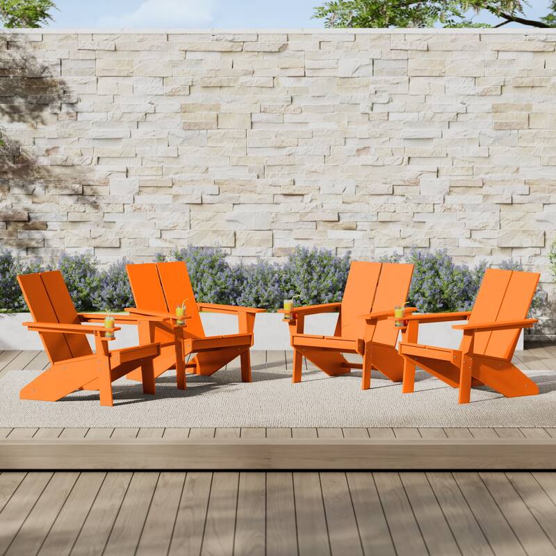 Coastin Modern Poly Adirondack Chair (Set of 4), Black