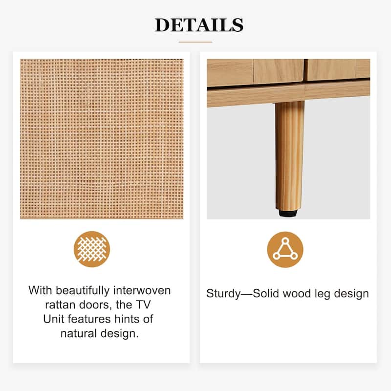85'' MDF TV Stand with Solid Wood Legs - 78.74" x 14.60"