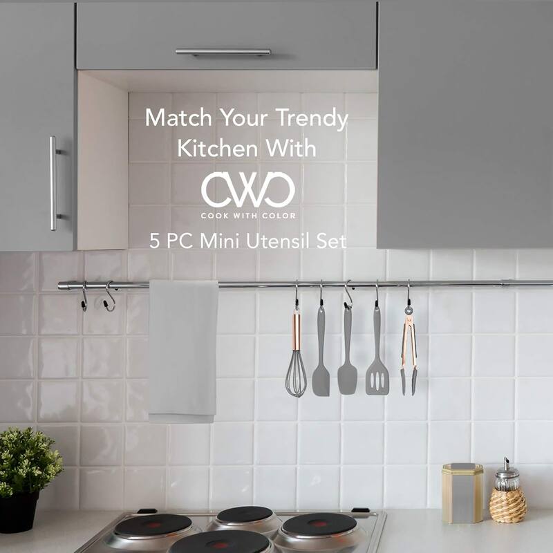 COOK WITH COLOR Silicone Kitchen Utensil Set Nonstick Safe, Easy-Clean Cooking Tools, Aqua