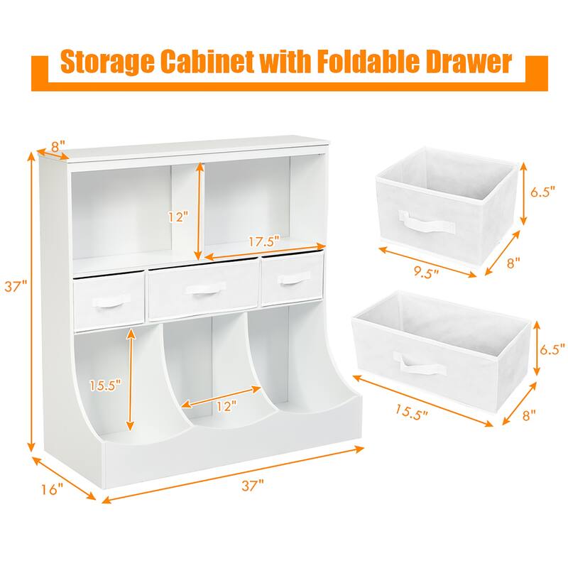 Costway Freestanding Multi-Bin Storage Cubby with 3 Baskets - See Description