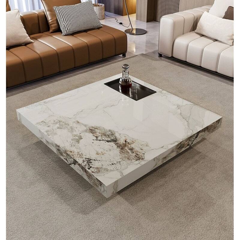 Briamarie Square Sintered Stone Coffee Table - White