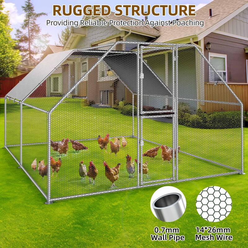 Moasis Large Metal Chicken Coop Cage with Cover Poultry Fence Outdoor,Poultry Cage for Rabbits Goose Ducks