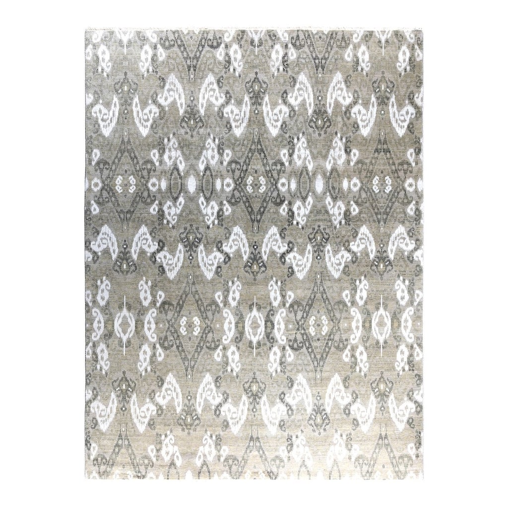 Ikat One-of-a-Kind Hand-Knotted Area Rug, Gray - 9' 0" x 12' 1"