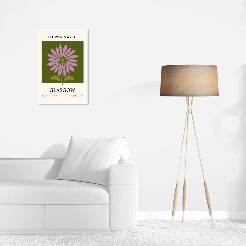 Wynwood Studio Canvas Advertising Flower Market Glasgow Purple and Light Purple Modern & Contemporary Wall Art Canvas Print