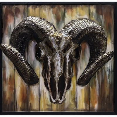 Ram Head 3-D Painting Canvas Clic Artwork Metal Sculpture Figurine Home Decor