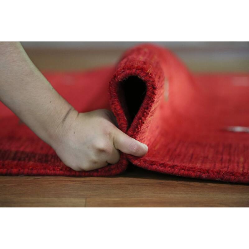 Hand Knotted Oriental 100% Wool Carpet Tribal Tribal Red Gabbeh Area Rug - 7' 6'' X 5' 4''