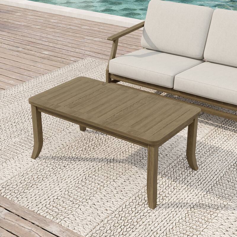 Patio Teak Wood Outdoor Rectangle Coffee Table - Natural Wood