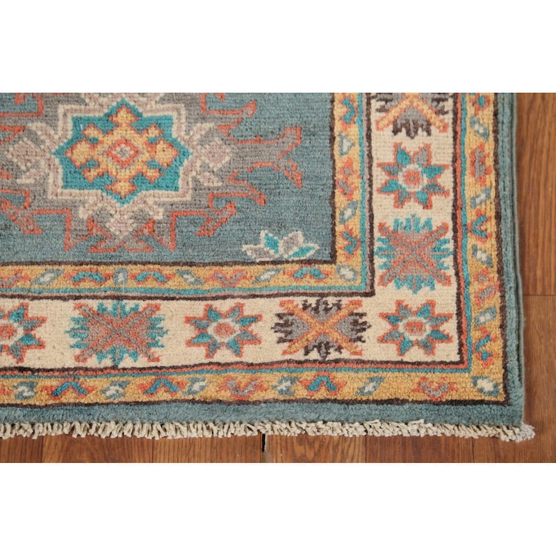 Geometric Kazak Accent Rug Hand-Knotted Wool Carpet - 2'1"x 2'10"