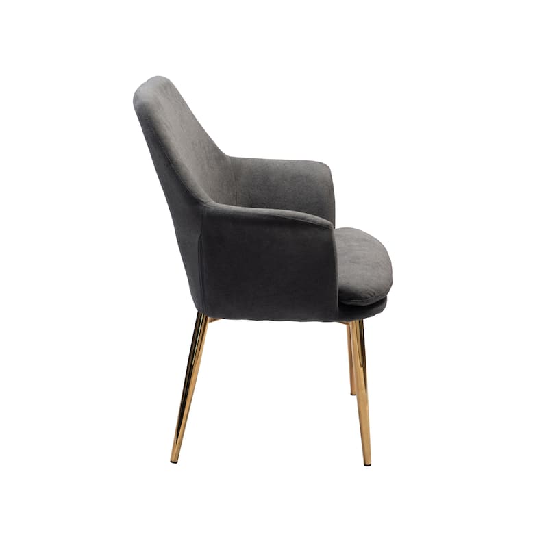 Porthos Home Dak Dining Chair with Armrests, Velvet, Gold Chrome Legs