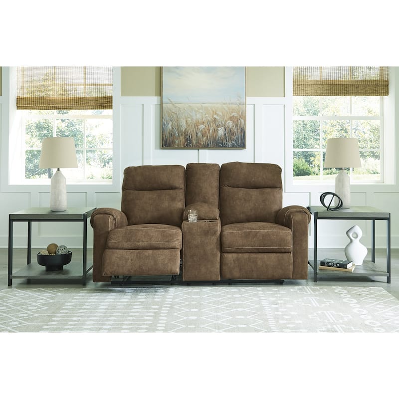 Signature Design by Ashley Edenwold Brown Reclining Loveseat with Console - 75"W x 40"D x 40"H