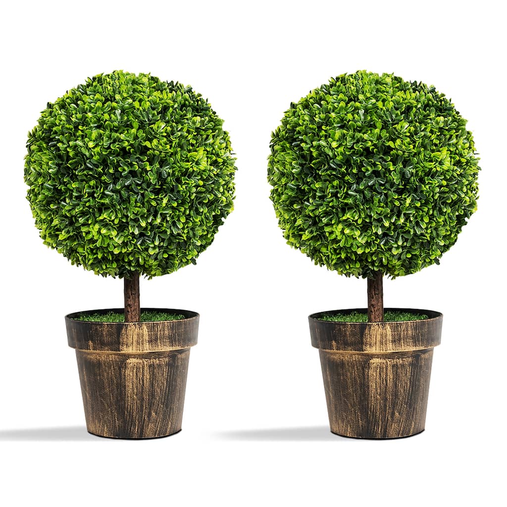 2PCS 22" Round Artificial Boxwood Topiary Tree Home Office Outdoor - See Details