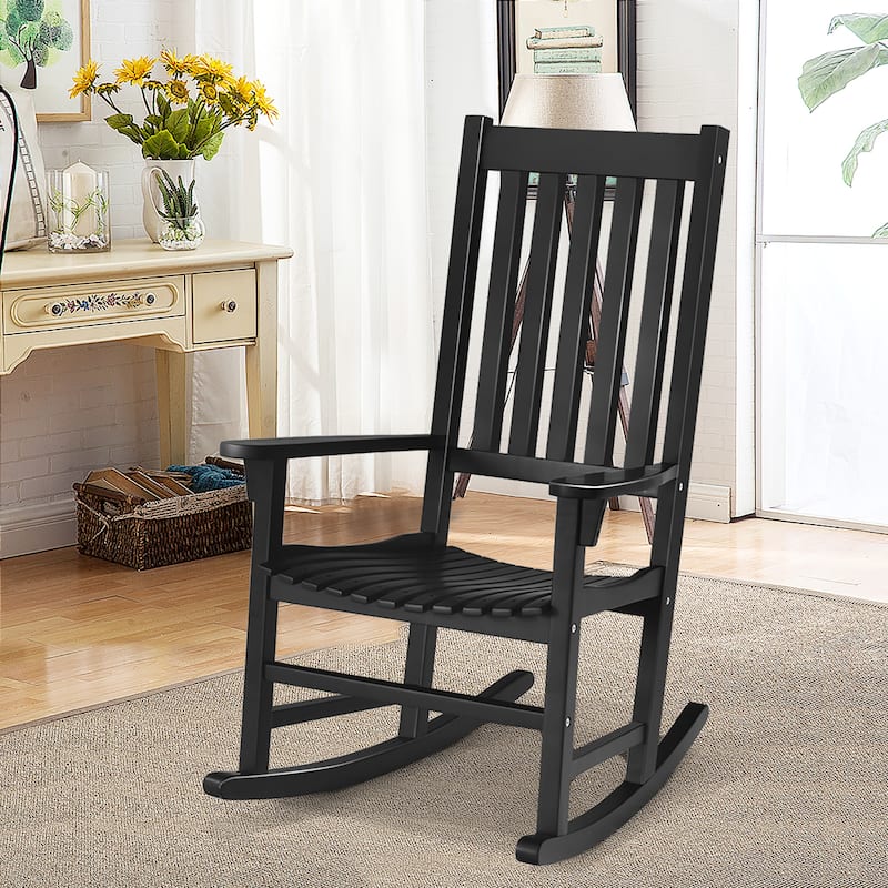 Rocking Chair Solid Wooden Frame Porch Rocker Indoor Outdoor