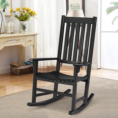 Rocking Chair Solid Wooden Frame Porch Rocker Indoor Outdoor
