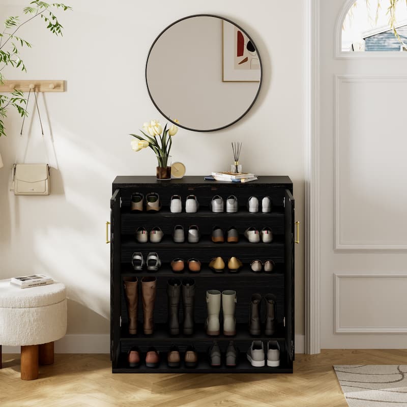 24 Pair Shoe Storage Cabinet with Adjustable Shelves, Hidden Shoe Organizer for Entryway, Foyer, Hallway