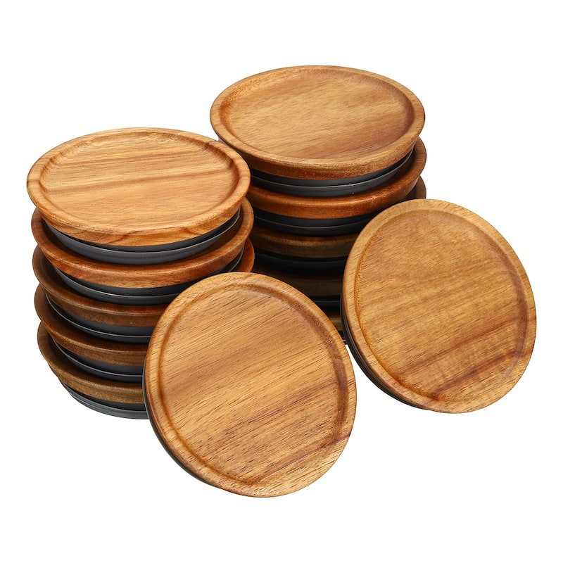 Wide Mouth Mason Jar Lids Wooden Storage Canning Jar Lids Bamboo Lid 12PCS - Wooden Brown - Wide (Diameter-90mm)
