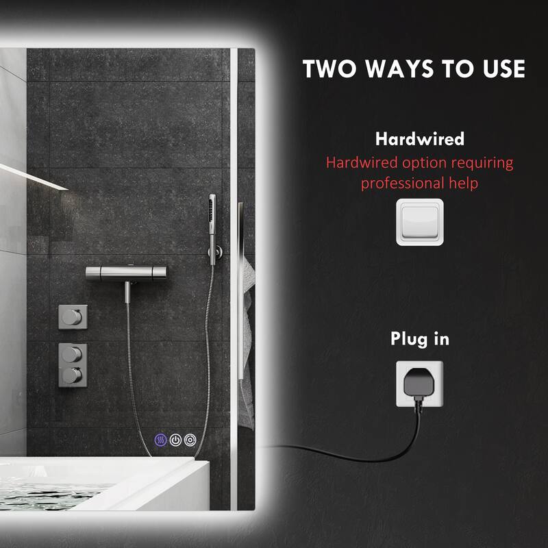 Clear LED Bathroom Vanity Mirror with Defog, Touch Controls - 47.2" W x 1.6" D x 35.4" H