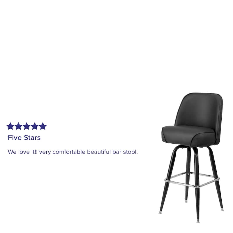 Metal Barstool with Swivel Vinyl Upholstered Bucket Seat and Footrest - 18.5"D x 18.5"W x 42.5"H