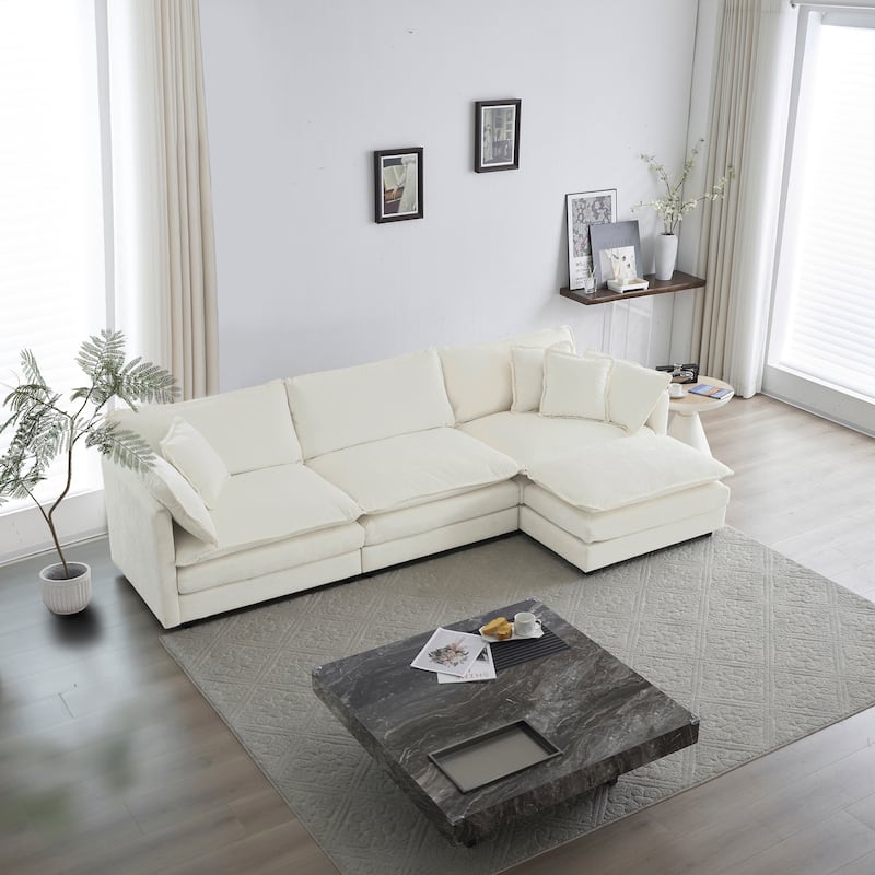 Cloud Chenille Upholstered Modular Sectional Sofa with DIY Combination Design