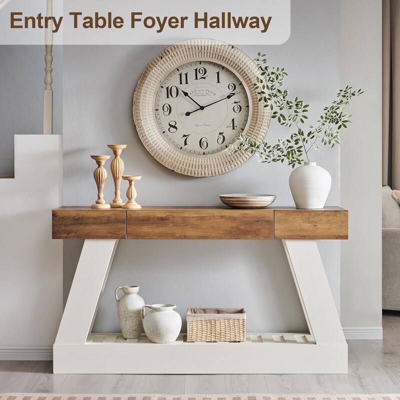 60" Farmhouse Entryway Table with Drawer, Entry Table, Foyer Table