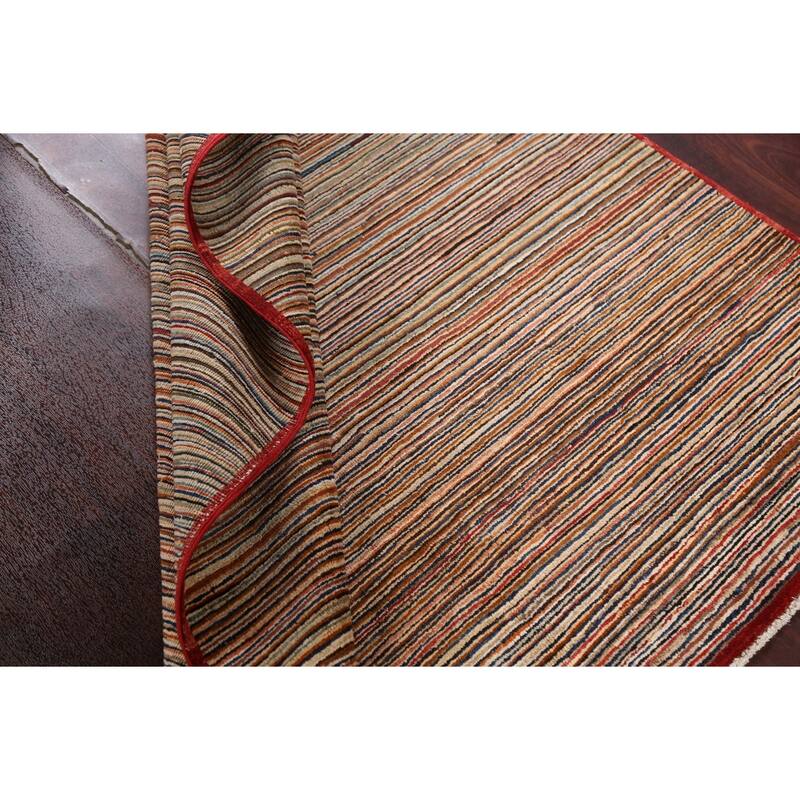 Striped Modern Gabbeh Kashkoli Oriental Area Rug Handmade Wool Carpet - 4'9" x 6'6"