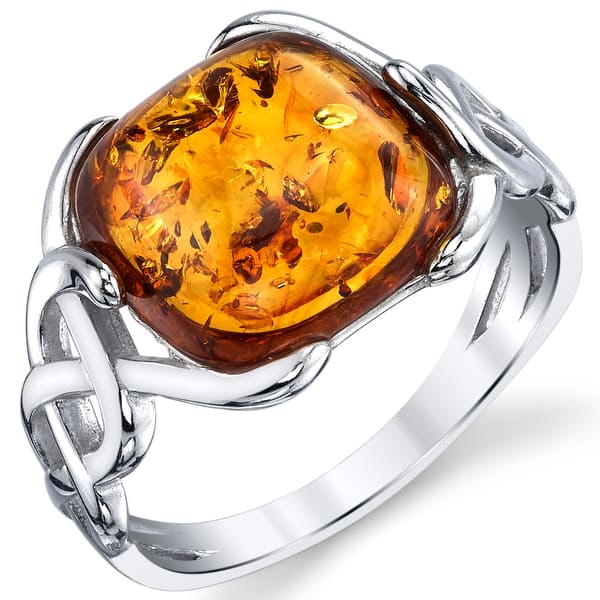 Natural Glossy Cognac color Genuine Baltic Amber ring 6.3 grams.