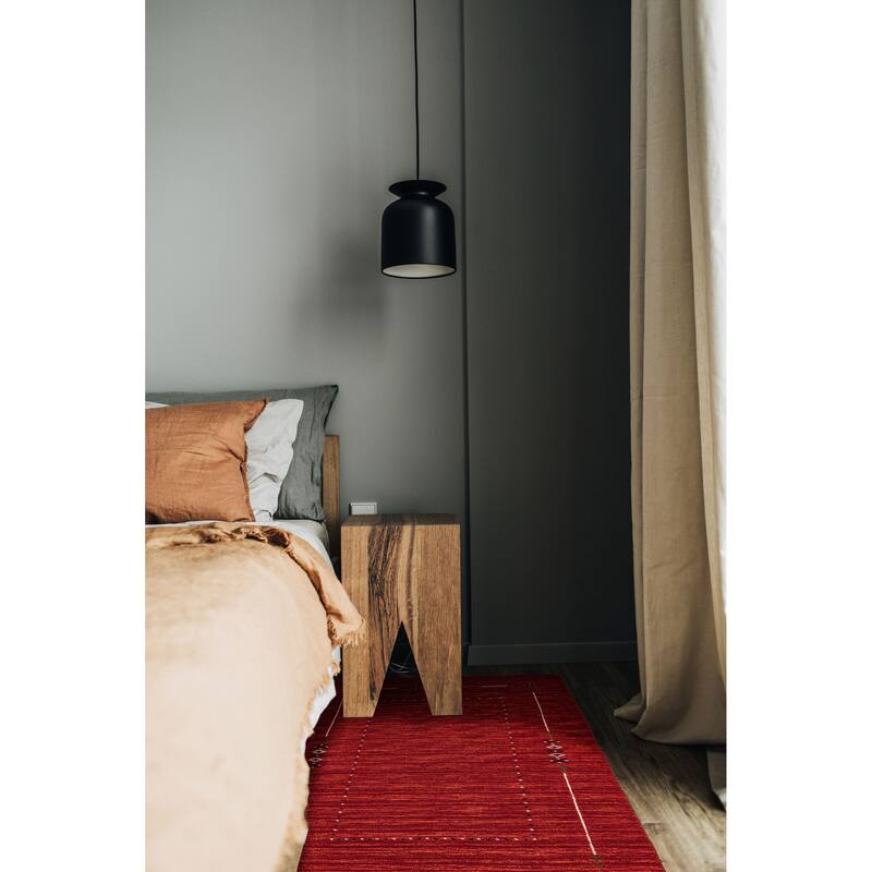 ECARPETGALLERY Hand Loomed Kashkuli Gabbeh Red Wool Rug - 4'0 x 5'7