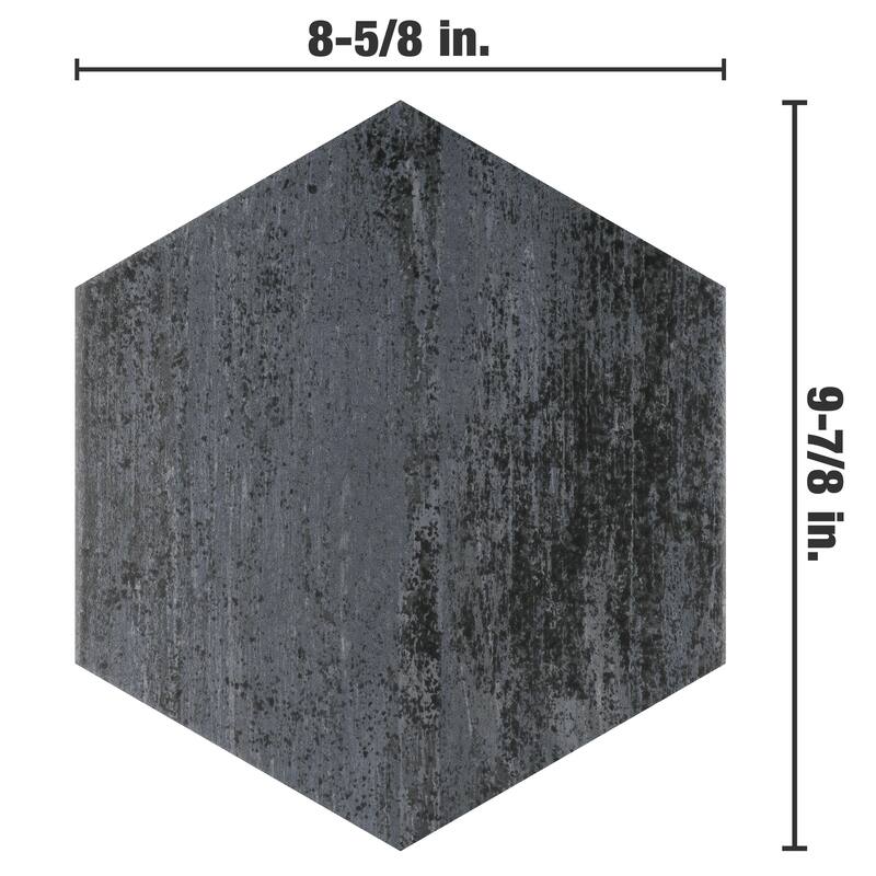 Merola Tile Cassis Hex Black 8-5/8" x 9-7/8" Porcelain Floor and Wall Tile