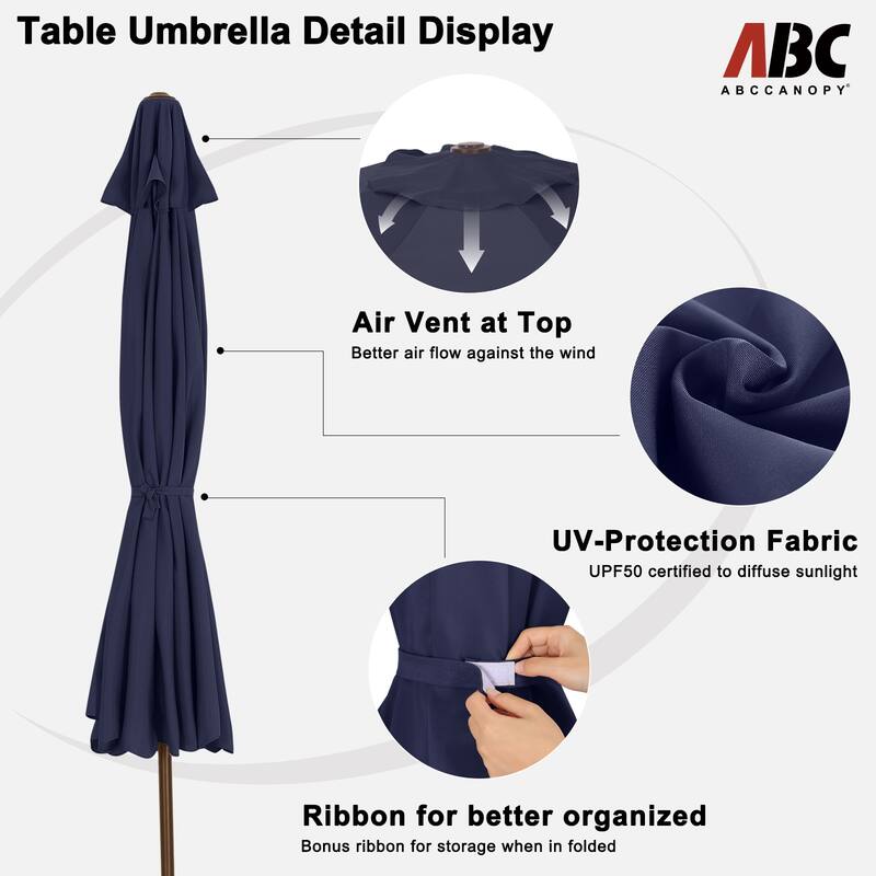 ABCCANOPY 9FT Outdoor Table Market Umbrella Tilt and Crank for Garden