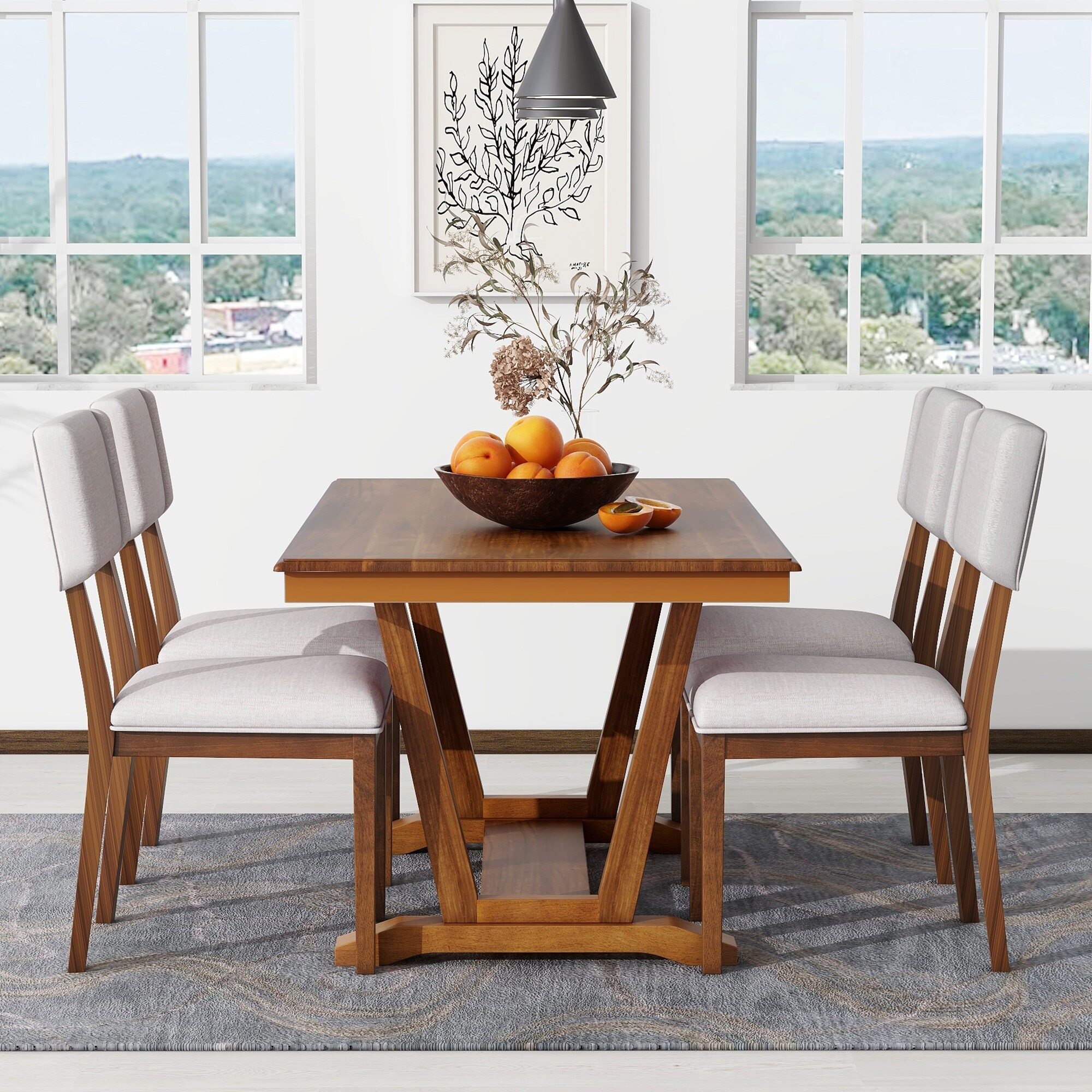 大学 割引 59-inch Set Table Dining Table,5-piece Dining Rectangular テーブル・チェア・ハンモック