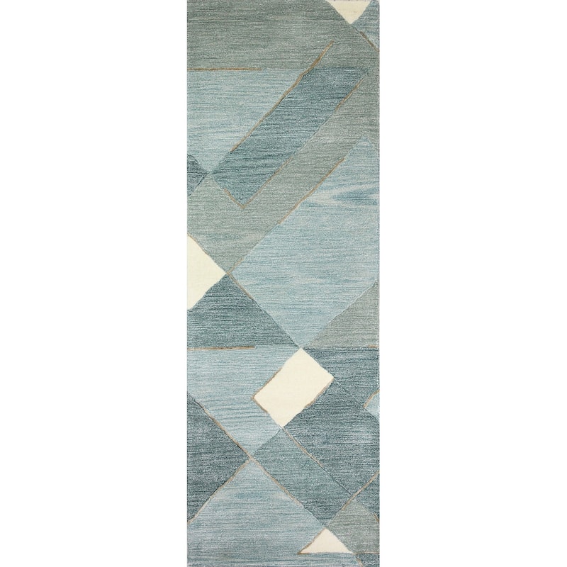 Bashian Malik Aqua Contemporary Area Rug