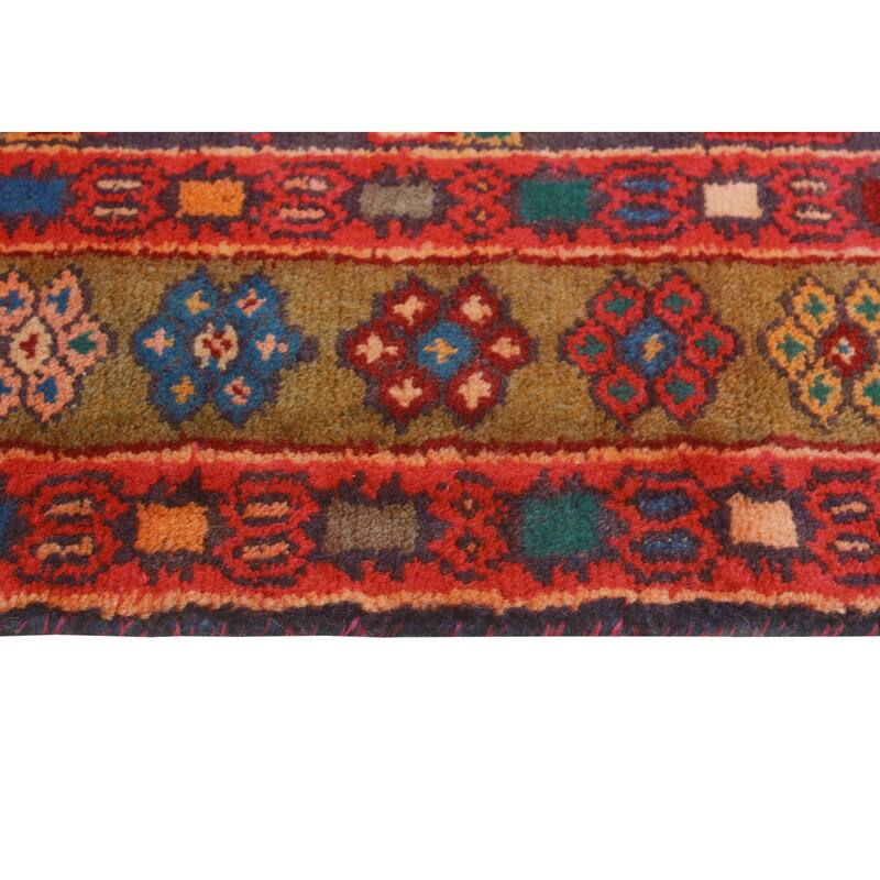 Fine Vintage Distressed Behice Navy/Red Runner - 3'11" x 10'0"